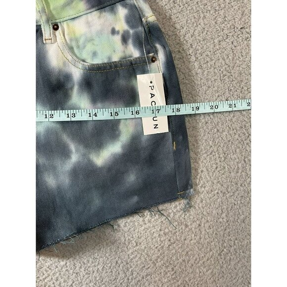 PacSun Jean Shorts Womens Sz 27 Pink Gray Tie Dye High Rise Festival Cut Off - Picture 7 of 12